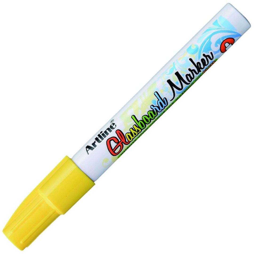 Artline EPG-4 Glassboard Marker - Bullet Tip - Water-based Pigment Ink - Fluro. Yellow - 2 MM