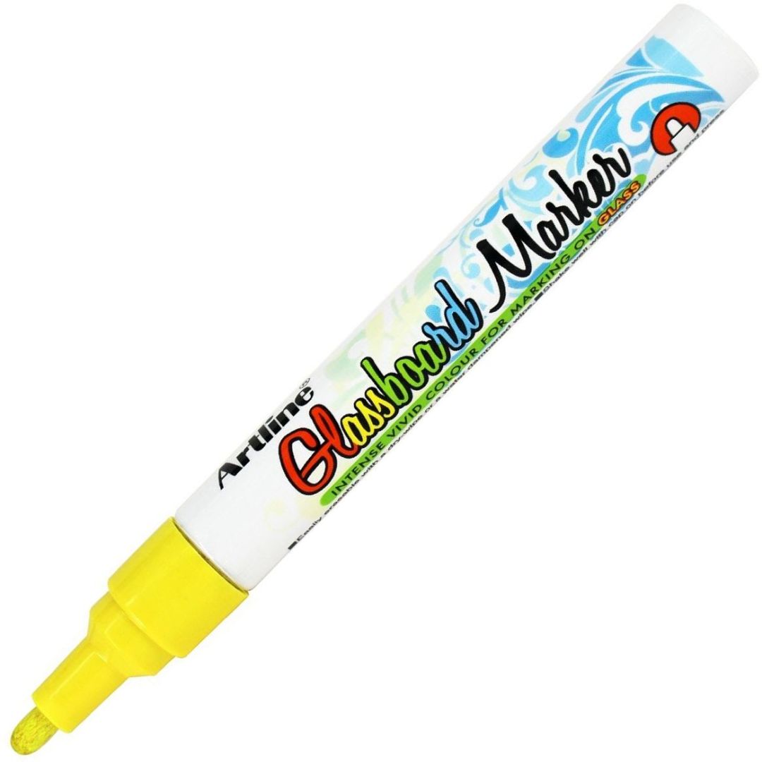 Artline EPG-4 Glassboard Marker - Bullet Tip - Water-based Pigment Ink - Fluro. Yellow - 2 MM