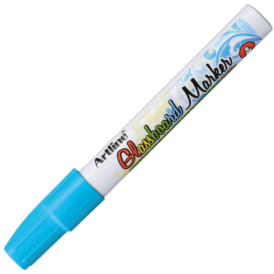 Artline EPG-4 Glassboard Marker - Bullet Tip - Water-based Pigment Ink - Light Blue - 2 MM