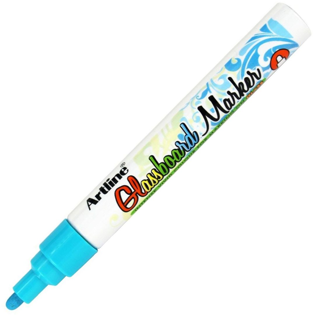 Artline EPG-4 Glassboard Marker - Bullet Tip - Water-based Pigment Ink - Light Blue - 2 MM