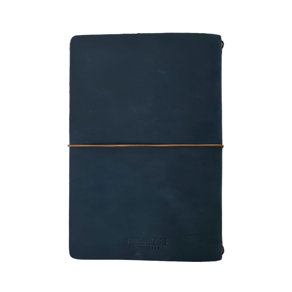 Endless Explorer Refillable Leather Journal Blue with Storyboard Large Notebook - Regalia Paper - 80 GSM Dotted (8.1 x 5.7