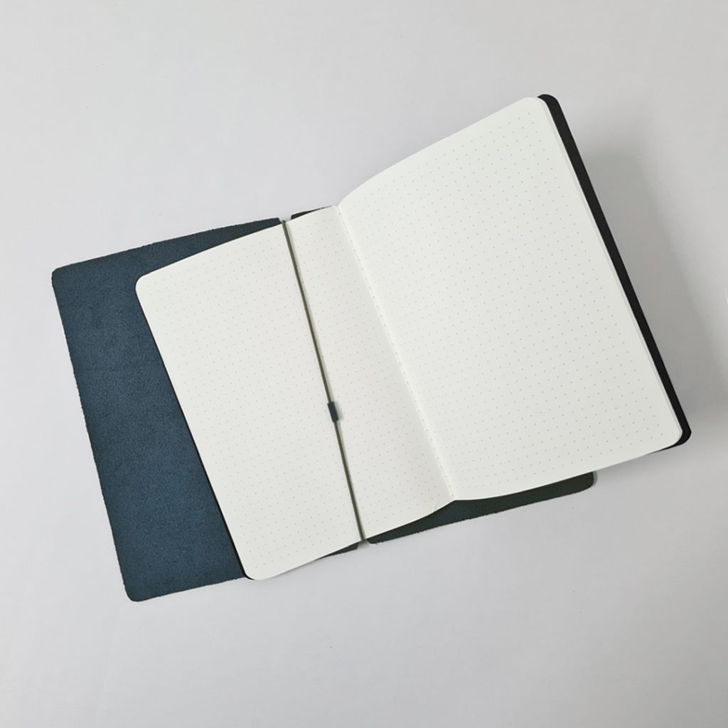 Endless Explorer Refillable Leather Journal Blue with Storyboard Large Notebook - Regalia Paper - 80 GSM Dotted (8.1 x 5.7