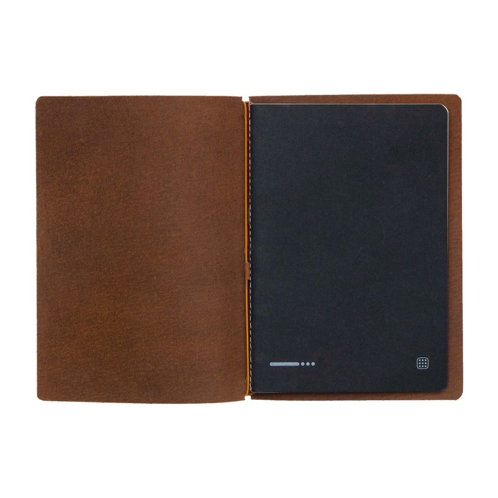 Endless Explorer Refillable Leather Journal Brown with Storyboard Large Notebook - Regalia Paper - 80 GSM Dotted (8.1 x 5.7