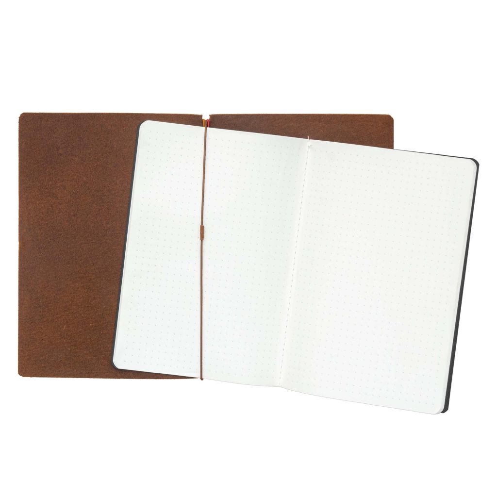 Endless Explorer Refillable Leather Journal Brown with Storyboard Large Notebook - Regalia Paper - 80 GSM Dotted (8.1 x 5.7