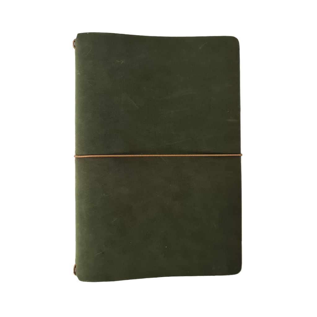 Endless Explorer Refillable Leather Journal Green with Storyboard Large Notebook - Regalia Paper - 80 GSM Dotted (8.1 x 5.7