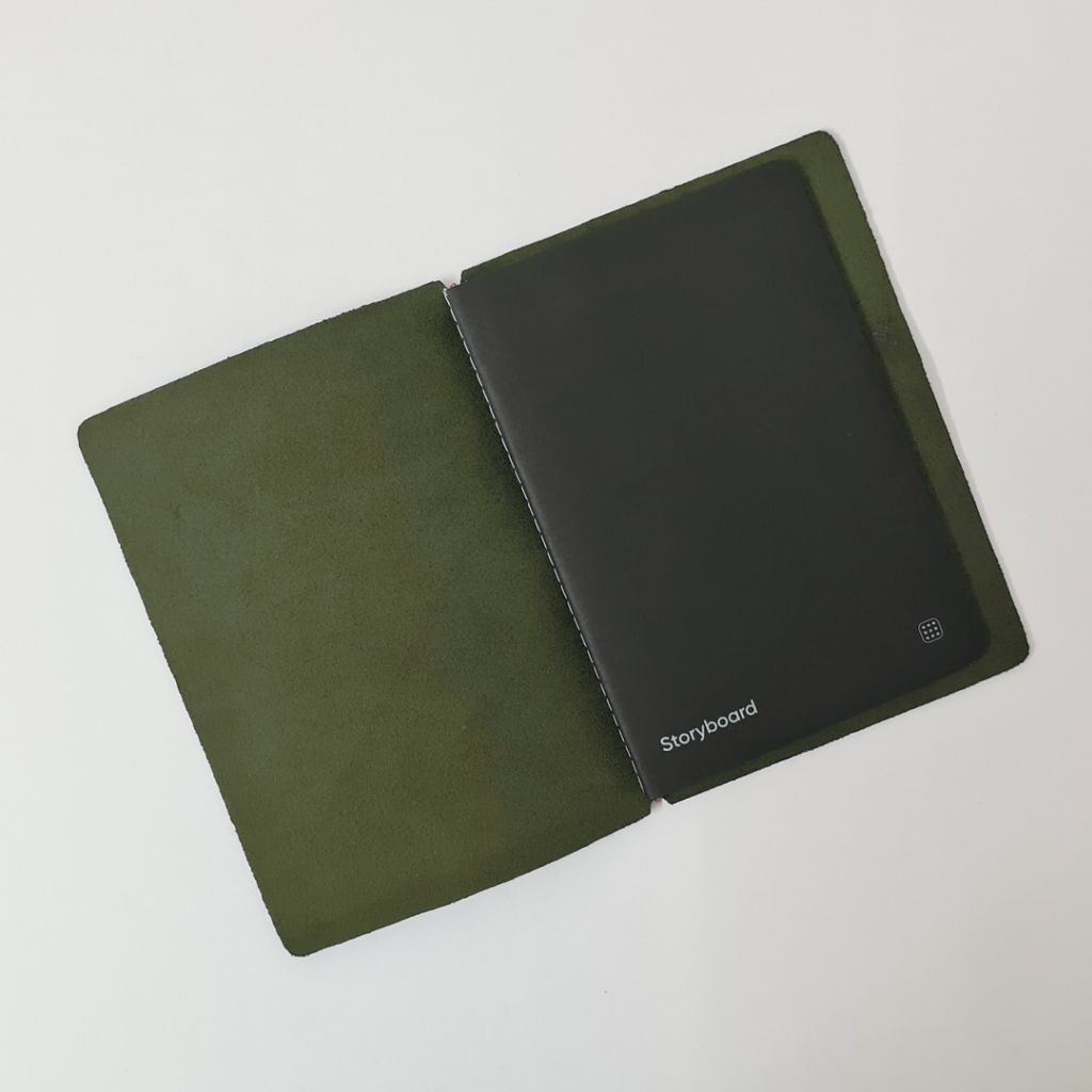 Endless Explorer Refillable Leather Journal Green with Storyboard Large Notebook - Regalia Paper - 80 GSM Dotted (8.1 x 5.7