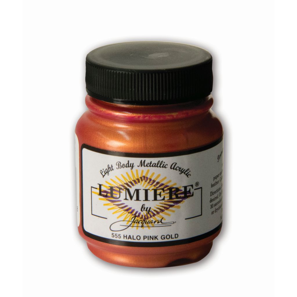 Jacquard Lumiere Metallic Fabric Colour - 2.25 Oz (66.54 ML) Jar - Halo Pink Gold (555)