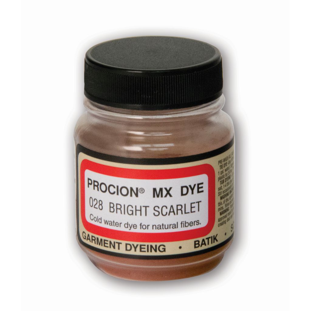 Jacquard Fabric Colours - Procion MX - Fiber Reactive Cold Water Dyes - 18.71 GM (2/3 Oz) Bottle - Bright Scarlet (028)