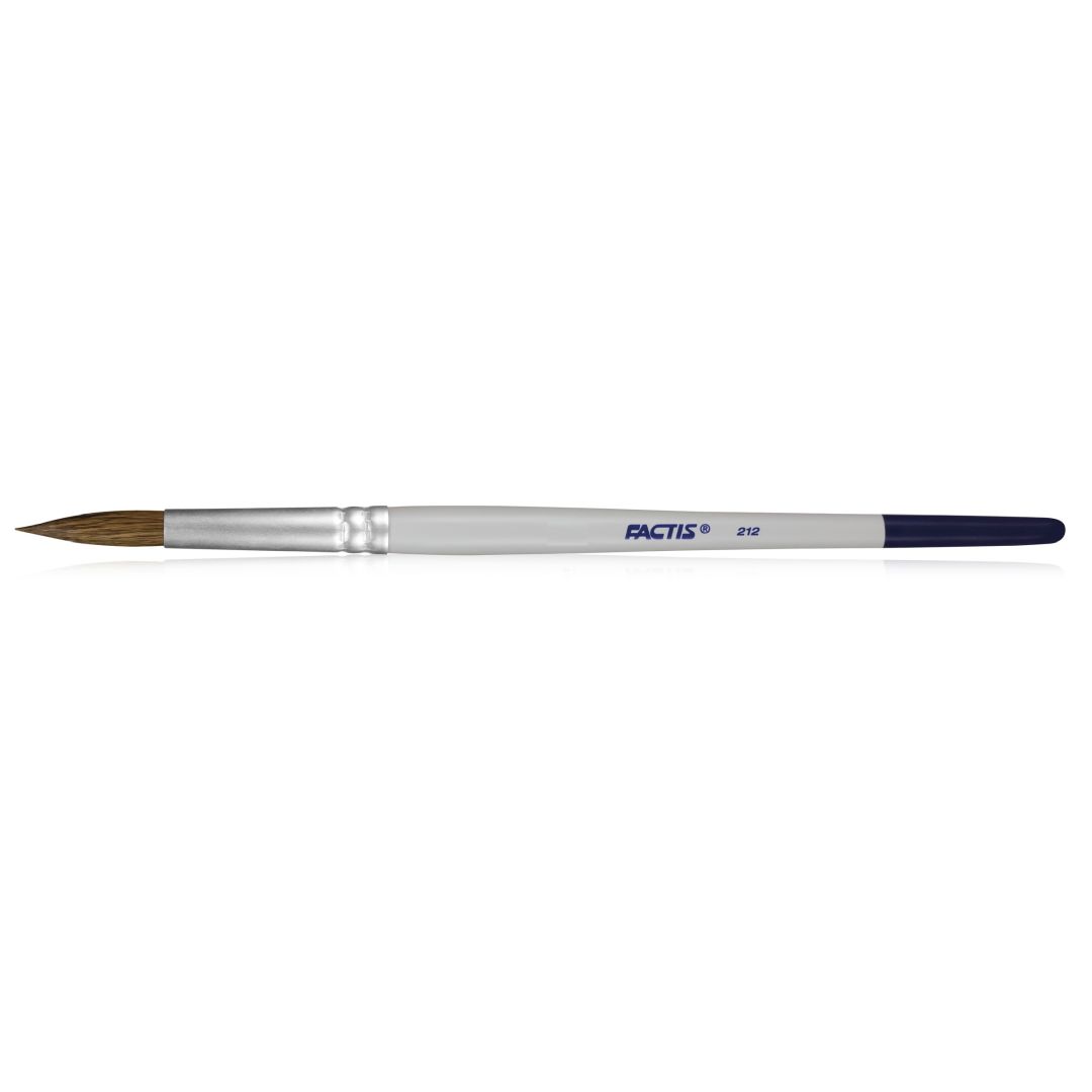 Factis Round Paintbrush - 70% Goat Hair + 30% Synthetic Hair Brush - Series 212 - Short Handle - Size: 12