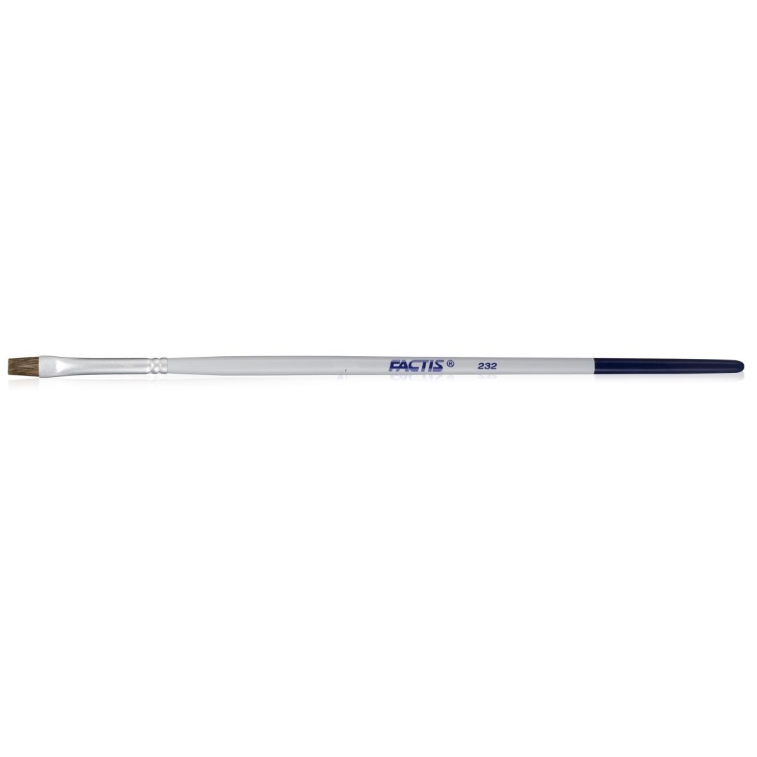 Factis Flat Paintbrush - 70% Goat Hair + 30% Synthetic Hair Brush - Series 232 - Short Handle - Size: 6