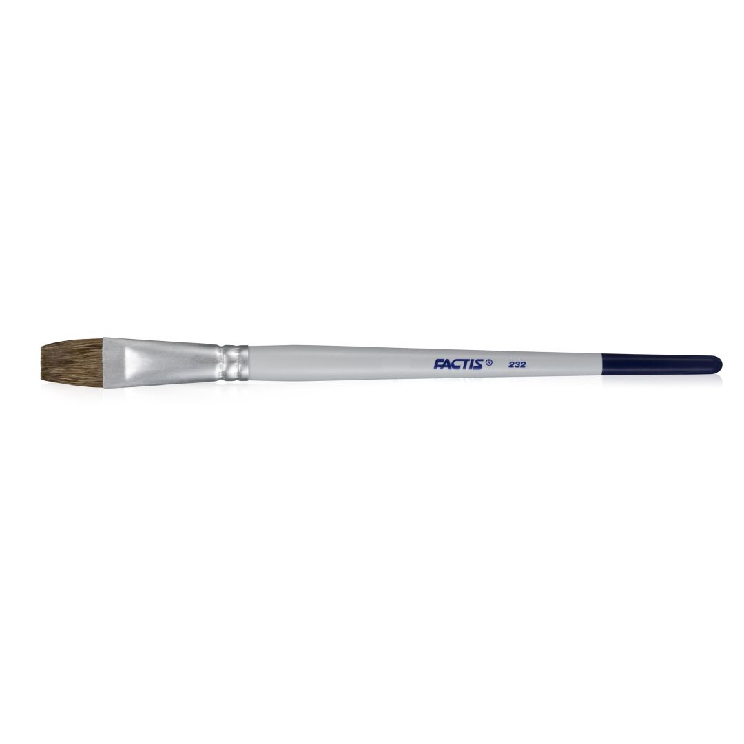 Factis Flat Paintbrush - 70% Goat Hair + 30% Synthetic Hair Brush - Series 232 - Short Handle - Size: 16