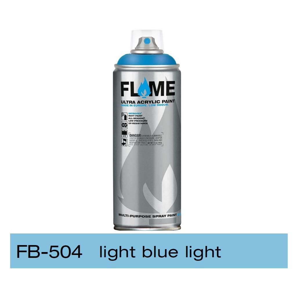 Flame Blue Low Pressure Acrylic Spray Paint 400 ML - Light Blue Light