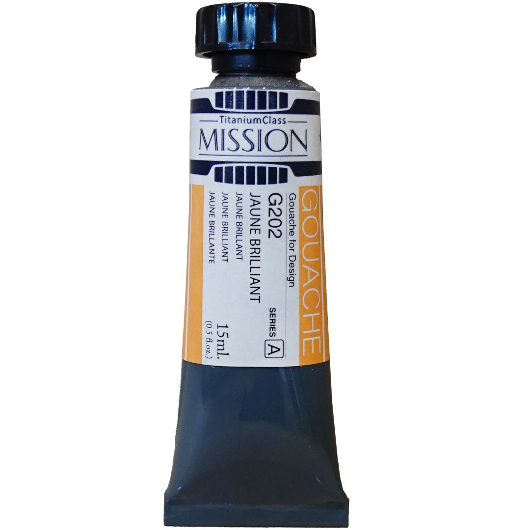 Mijello Mission Titanium Class Gouache for Design - Jaune Brilliant (202) - 15 ML