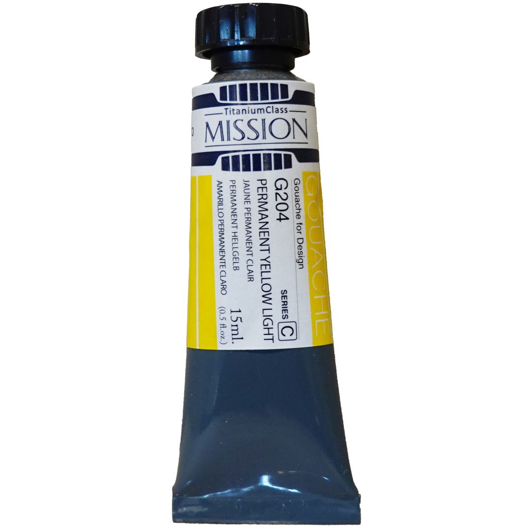 Mijello Mission Titanium Class Gouache for Design - Permanent Yellow Light (204) - 15 ML