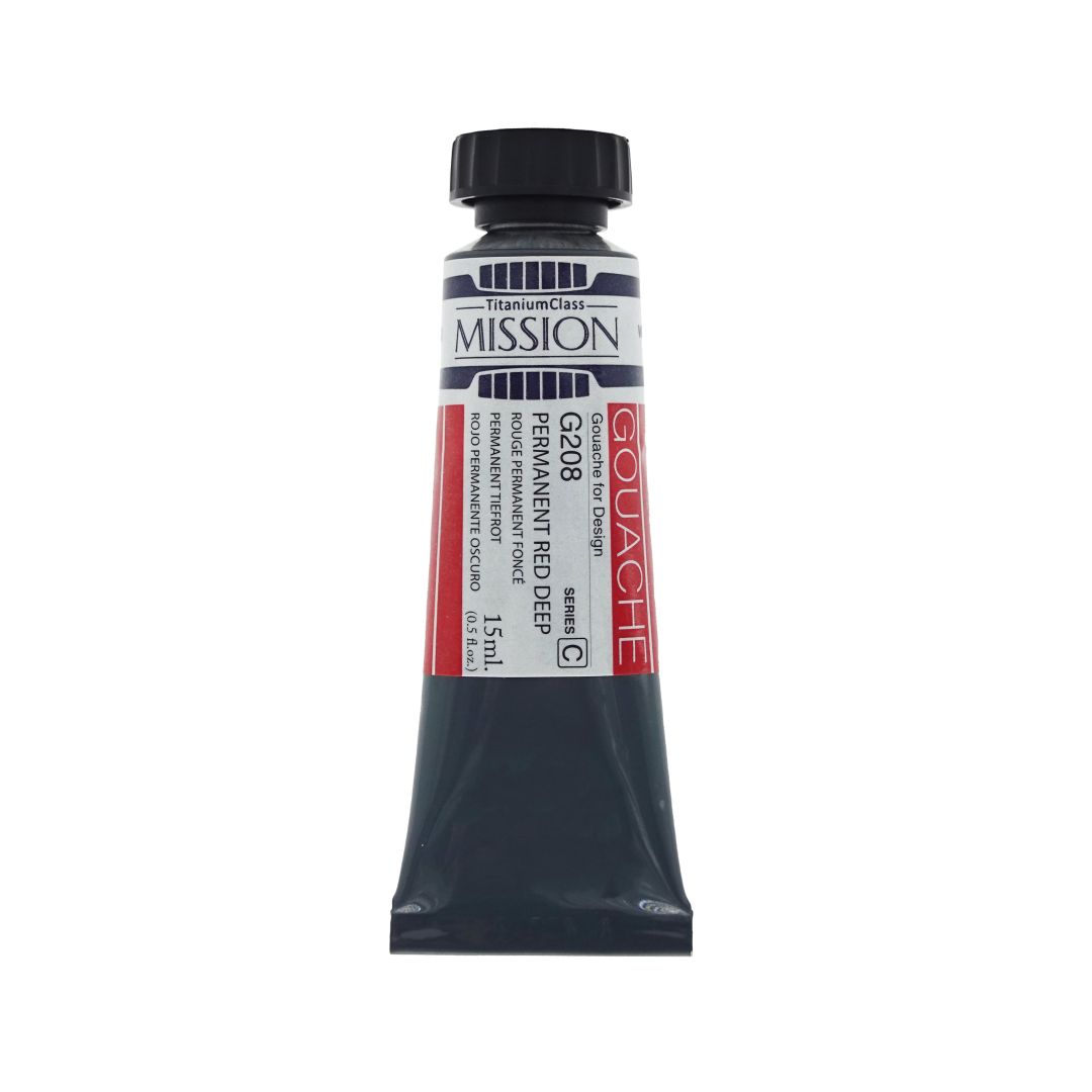 Mijello Mission Titanium Class Gouache for Design - Permanent Red Deep (208) - 15 ML