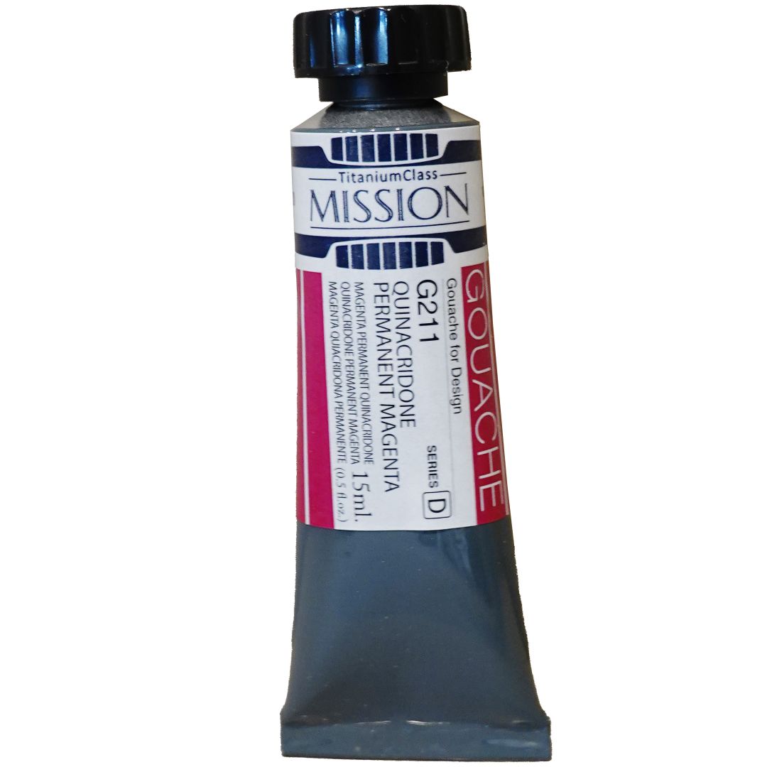 Mijello Mission Titanium Class Gouache for Design - Quinacridone Permanent Magenta (211) - 15 ML