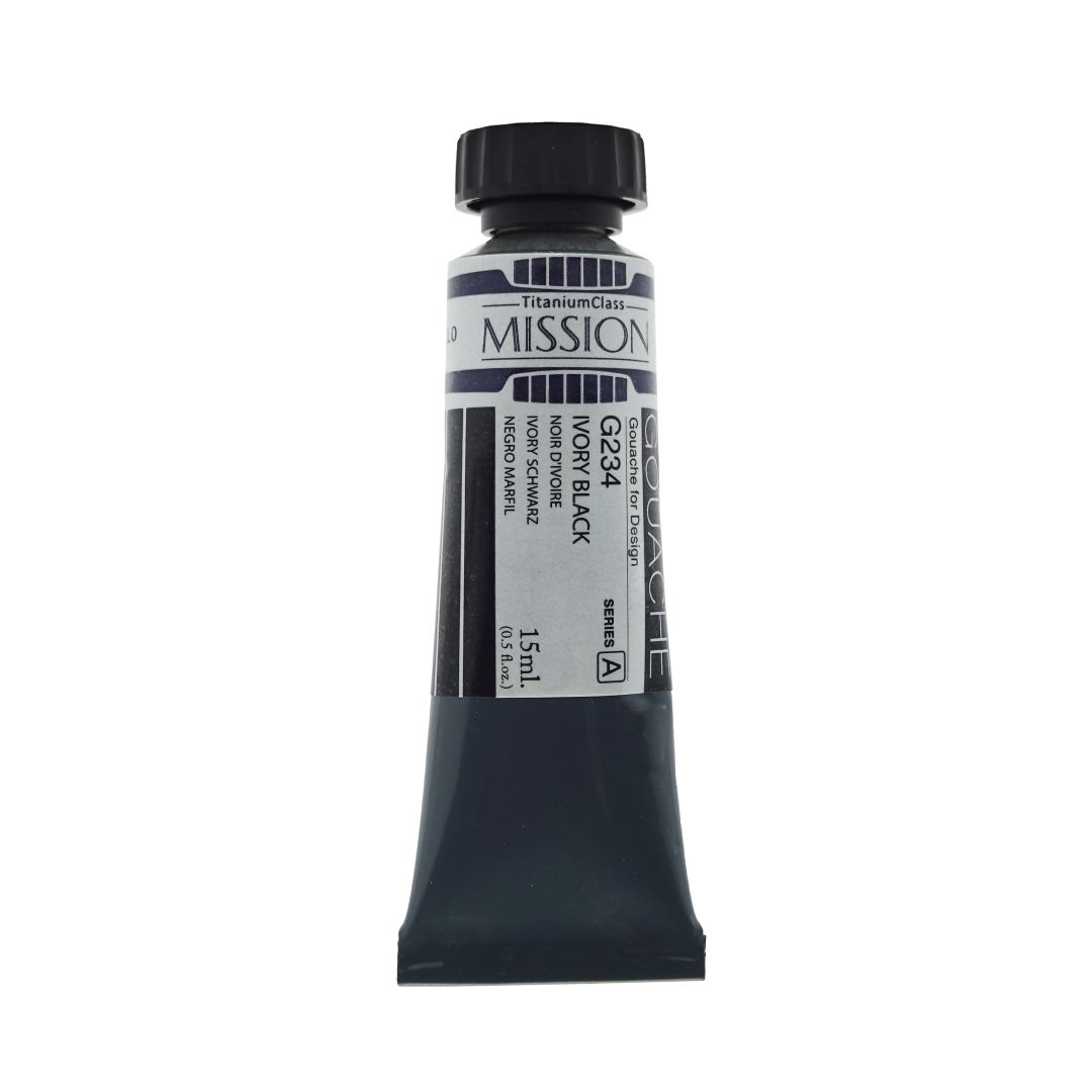 Mijello Mission Titanium Class Gouache for Design - Ivory Black (234) - 15 ML