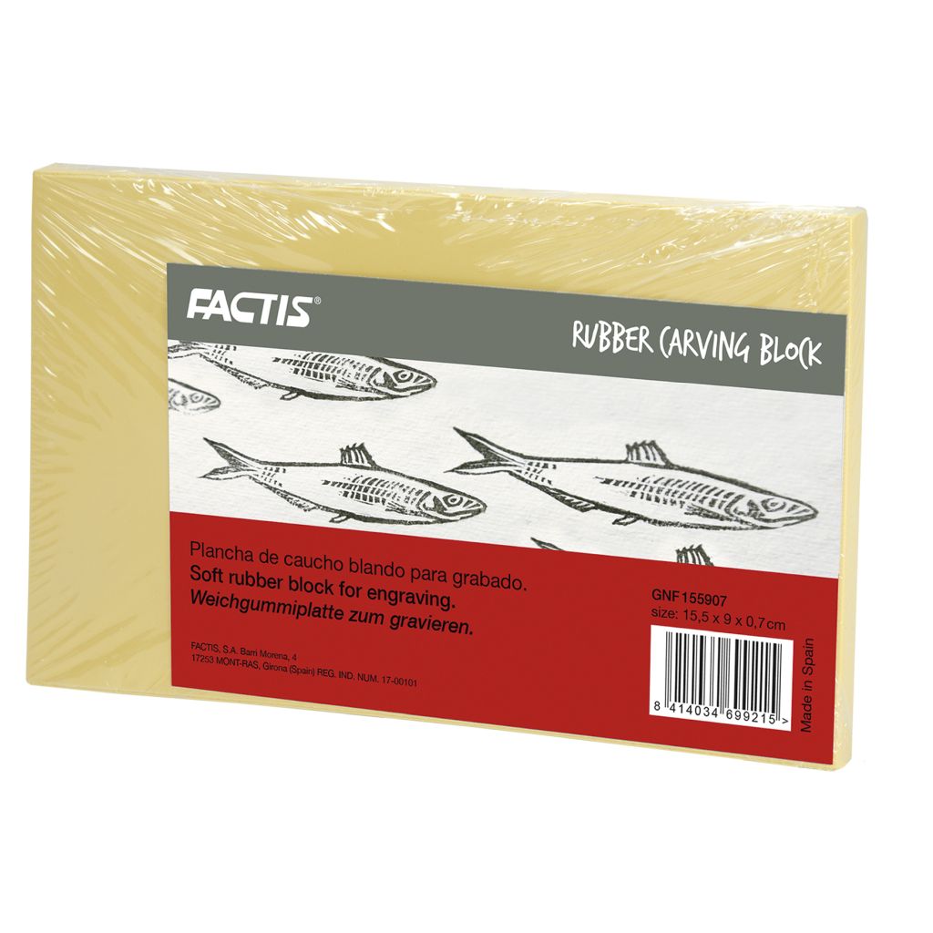 Factis Rubber Engraving / Carving Block - Beige - Medium (15.5 cm x 9 cm)