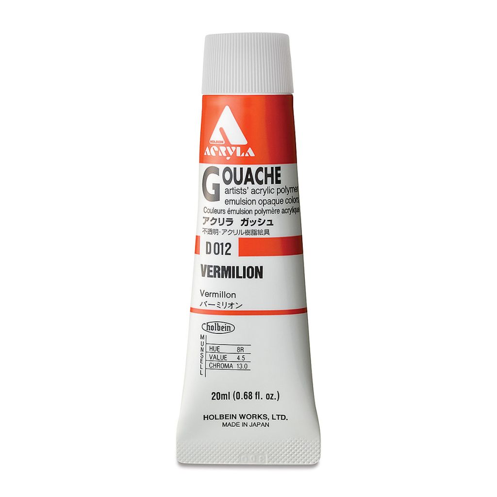 Holbein Artist Acrylic Polymer - Acryla Gouache Tube of 20 ML - Vermilion (12)