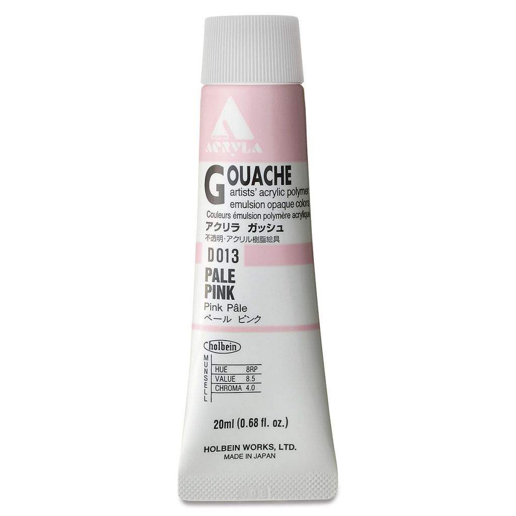 Holbein Artist Acrylic Polymer - Acryla Gouache Tube of 20 ML - Pale Pink (13)