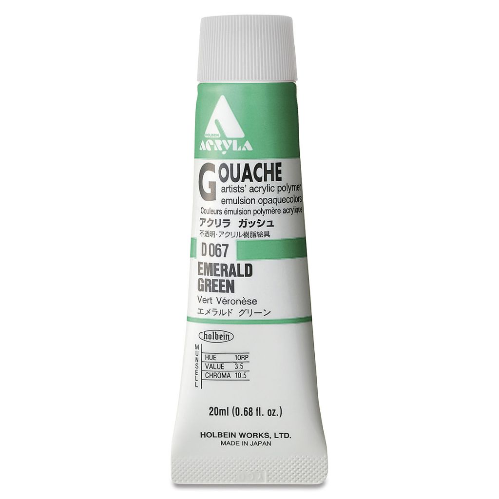 Holbein Artist Acrylic Polymer - Acryla Gouache Tube of 20 ML - Emerald Green (67)