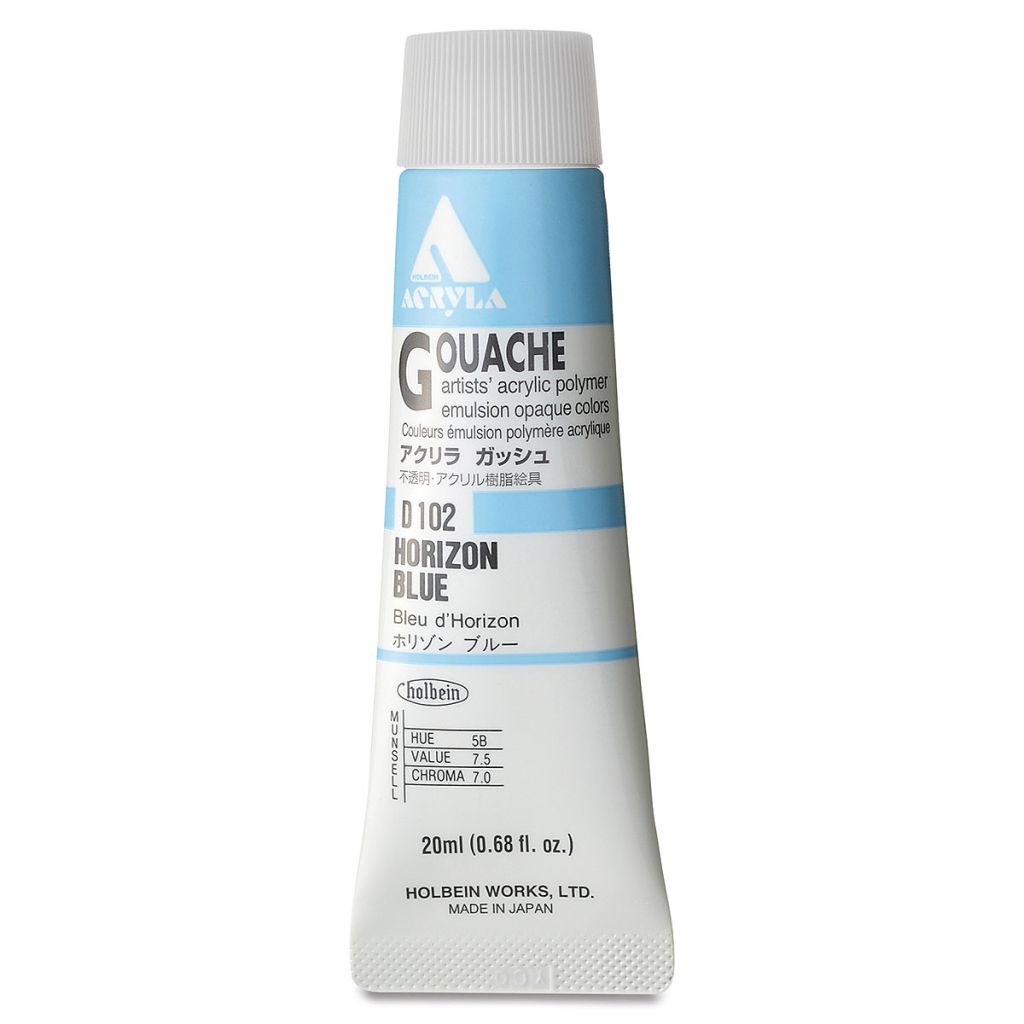 Holbein Artist Acrylic Polymer - Acryla Gouache Tube of 20 ML - Horizon Blue (02)