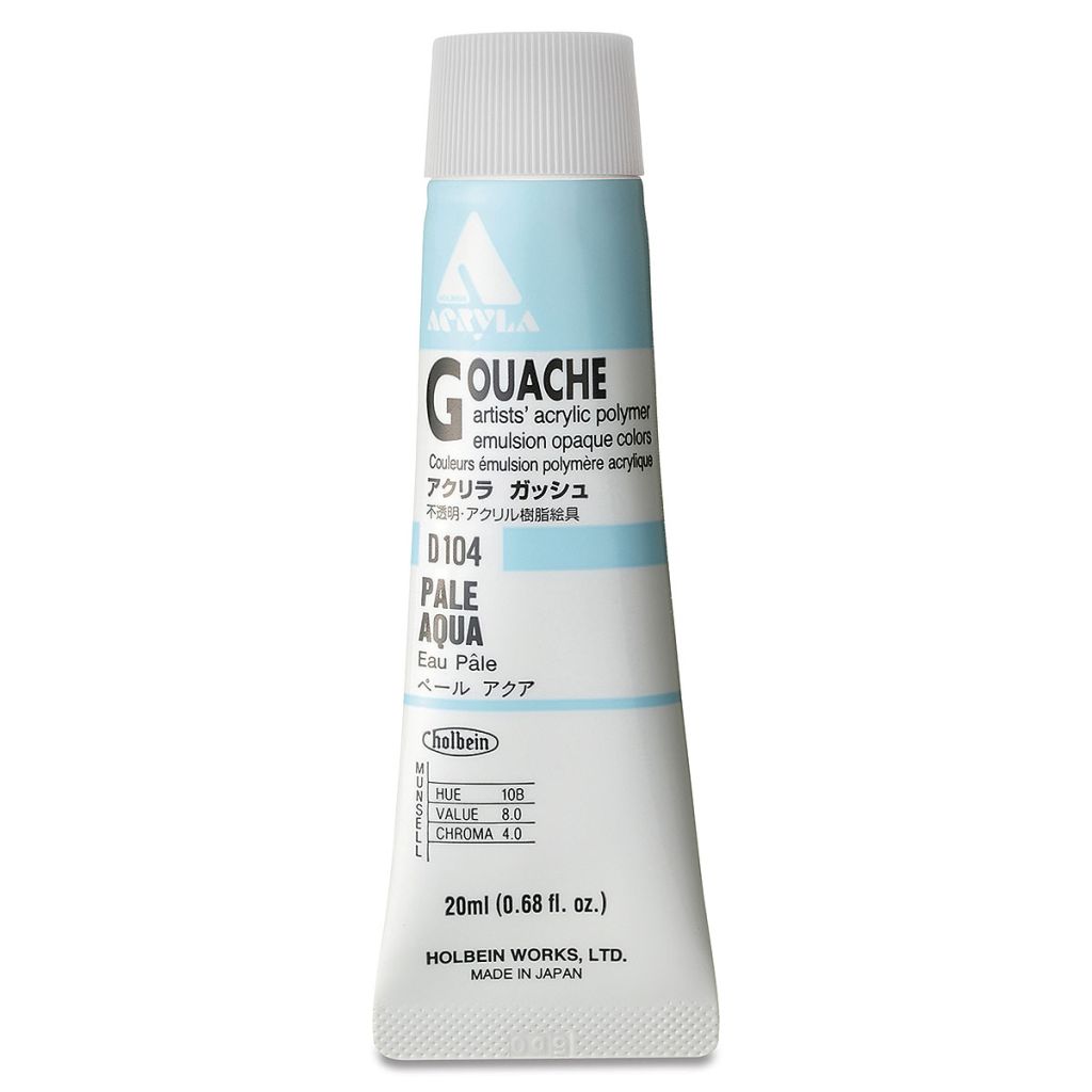 Holbein Artist Acrylic Polymer - Acryla Gouache Tube of 20 ML - Pale Aqua (04)