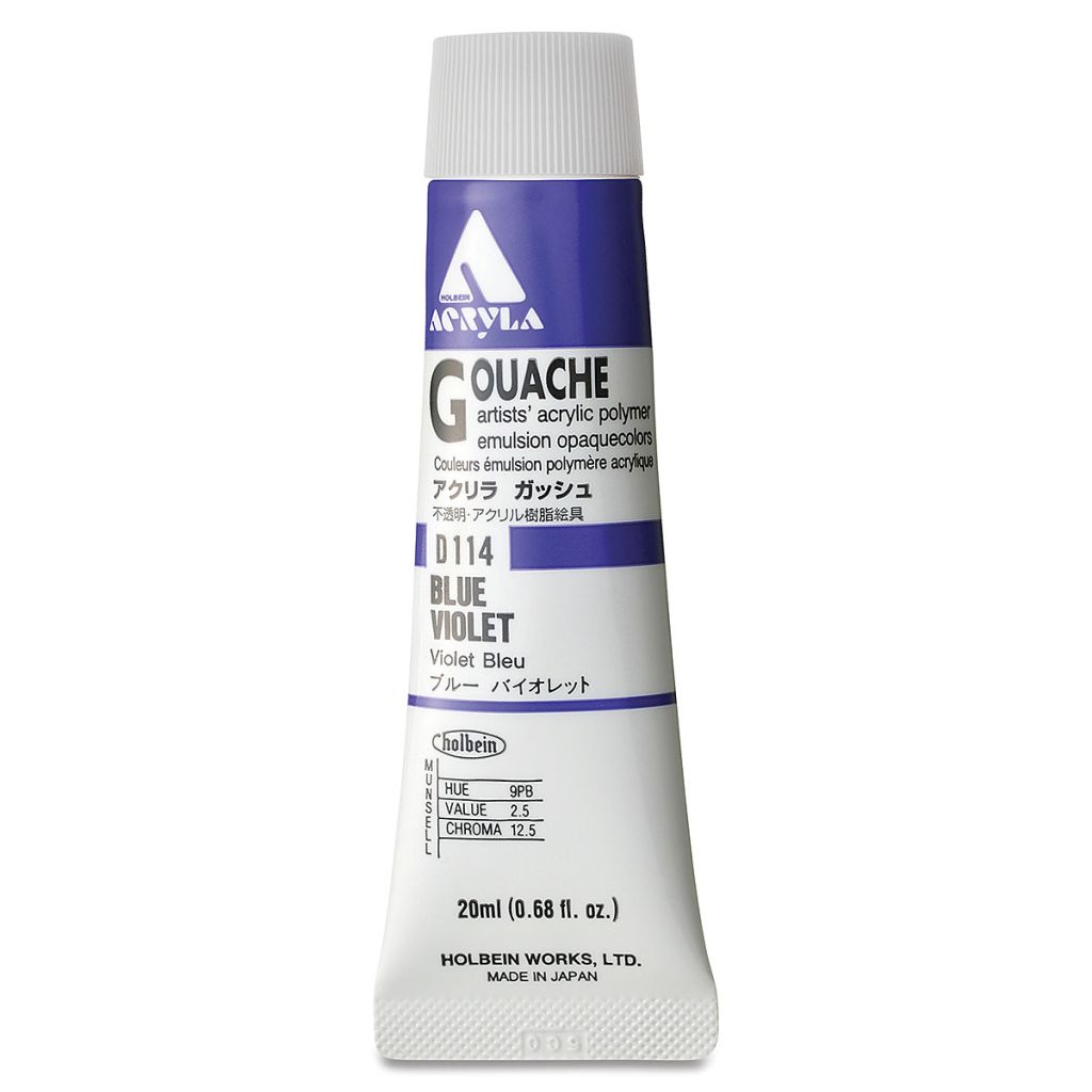 Holbein Artist Acrylic Polymer - Acryla Gouache Tube of 20 ML - Blue Violet (14)