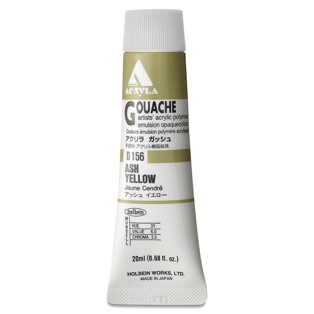 Holbein Artist Acrylic Polymer - Acryla Gouache Tube of 20 ML - Ash Yellow (56)