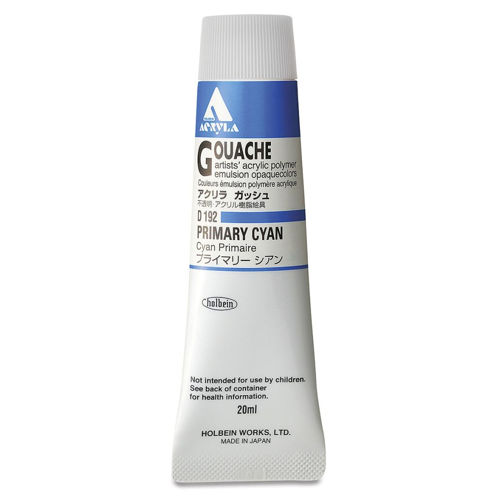 Holbein Artist Acrylic Polymer - Acryla Gouache Tube of 20 ML - Primary Cyan (92)