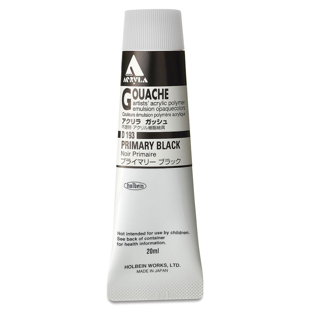 Holbein Artist Acrylic Polymer - Acryla Gouache Tube of 20 ML - Primary Black (93)