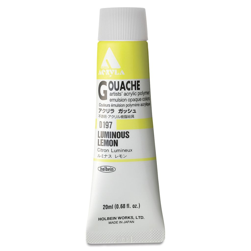 Holbein Artist Acrylic Polymer - Acryla Gouache Tube of 20 ML - Luminous Lemon (97)