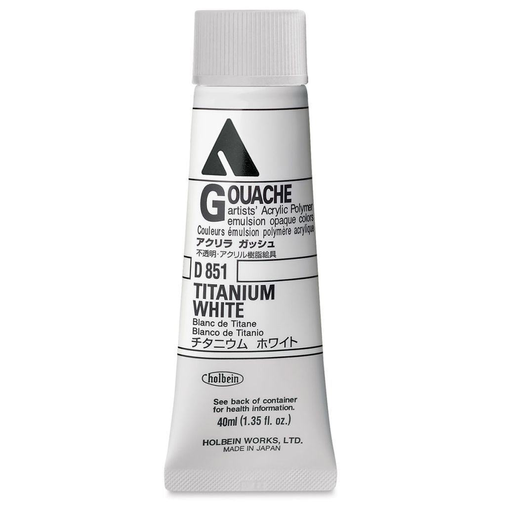 Holbein Artist Acrylic Polymer - Acryla Gouache Tube of 40 ML - Titanium White (51)