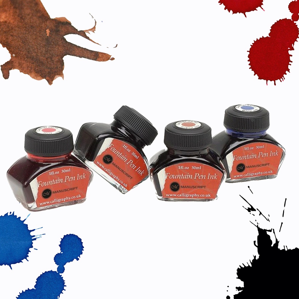 Manuscript Calligraphy Black Fountain Pen Ink Art Lounge