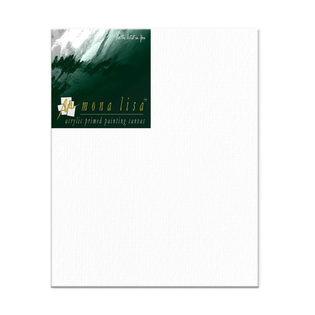 Monalisa Artists' White Primed Stretched Cotton Canvas Deep Edge - Fine Grain - 450 GSM / 10 Oz - 20.3 x 25.4 cm OR 8