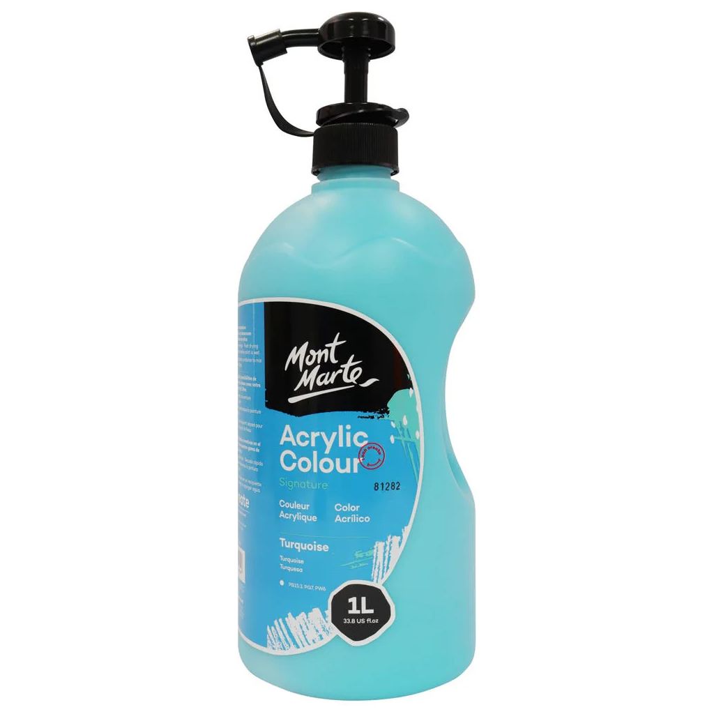 Mont Marte Signature Acrylic Paint - Can of 1000 ml (33.8 Oz) - Turquoise