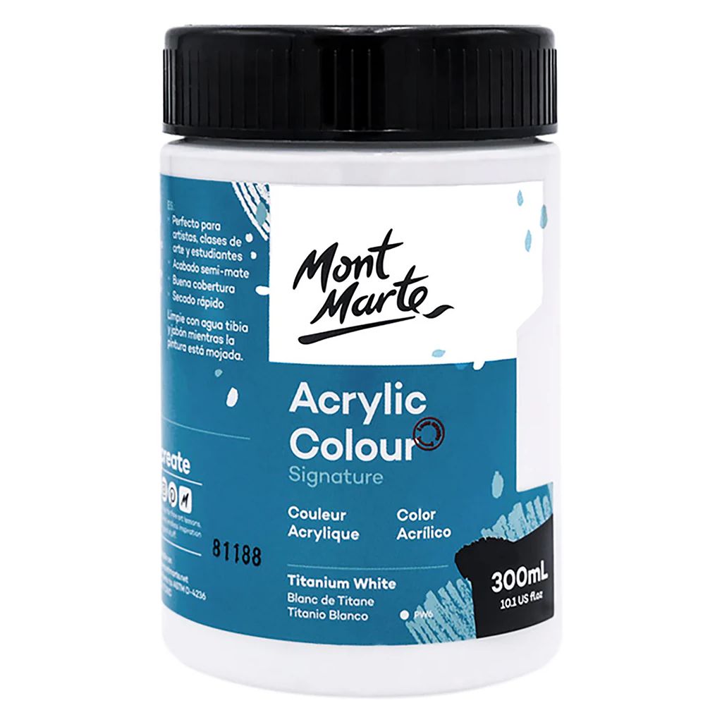 Mont Marte Signature Acrylic Paint - Jar of 300 ml (10.5 Oz) - Titanium White