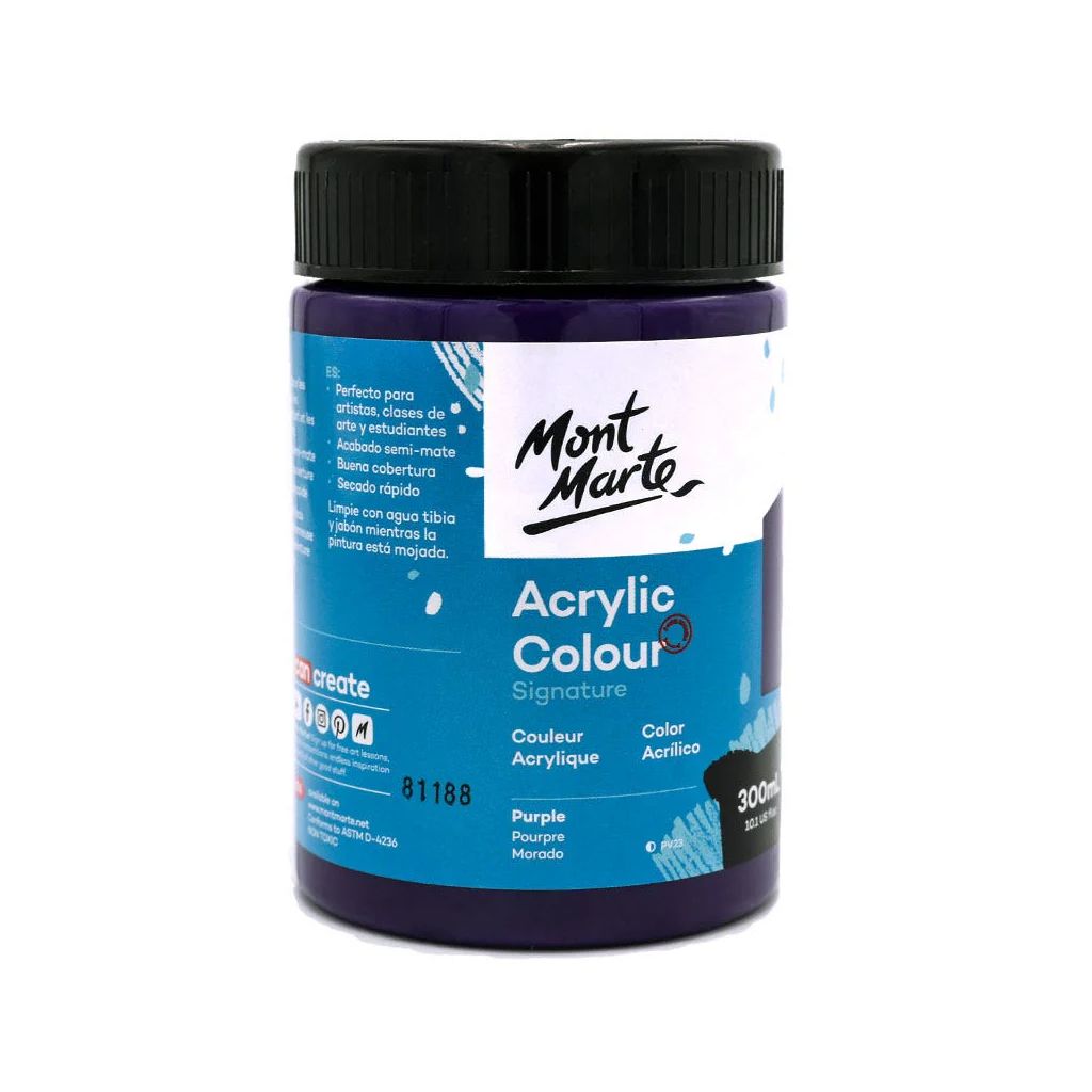 Mont Marte Signature Acrylic Paint - Jar of 300 ml (10.5 Oz) - Purple