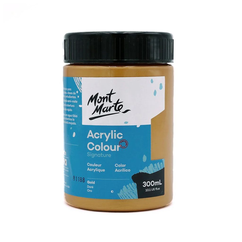 Mont Marte Signature Acrylic Paint - Jar of 300 ml (10.5 Oz) - Gold