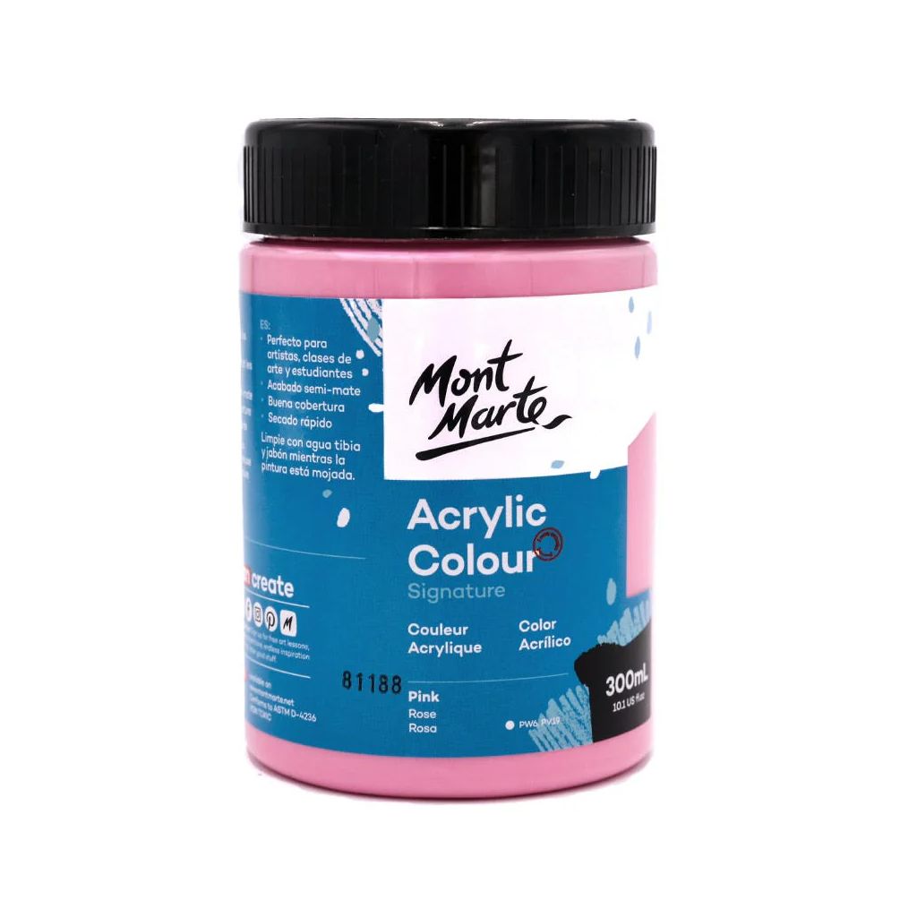 Mont Marte Signature Acrylic Paint - Jar of 300 ml (10.5 Oz) - Pink