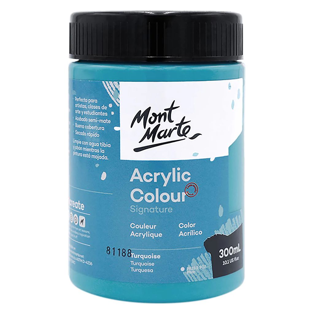 Mont Marte Signature Acrylic Paint - Jar of 300 ml (10.5 Oz) - Turquoise