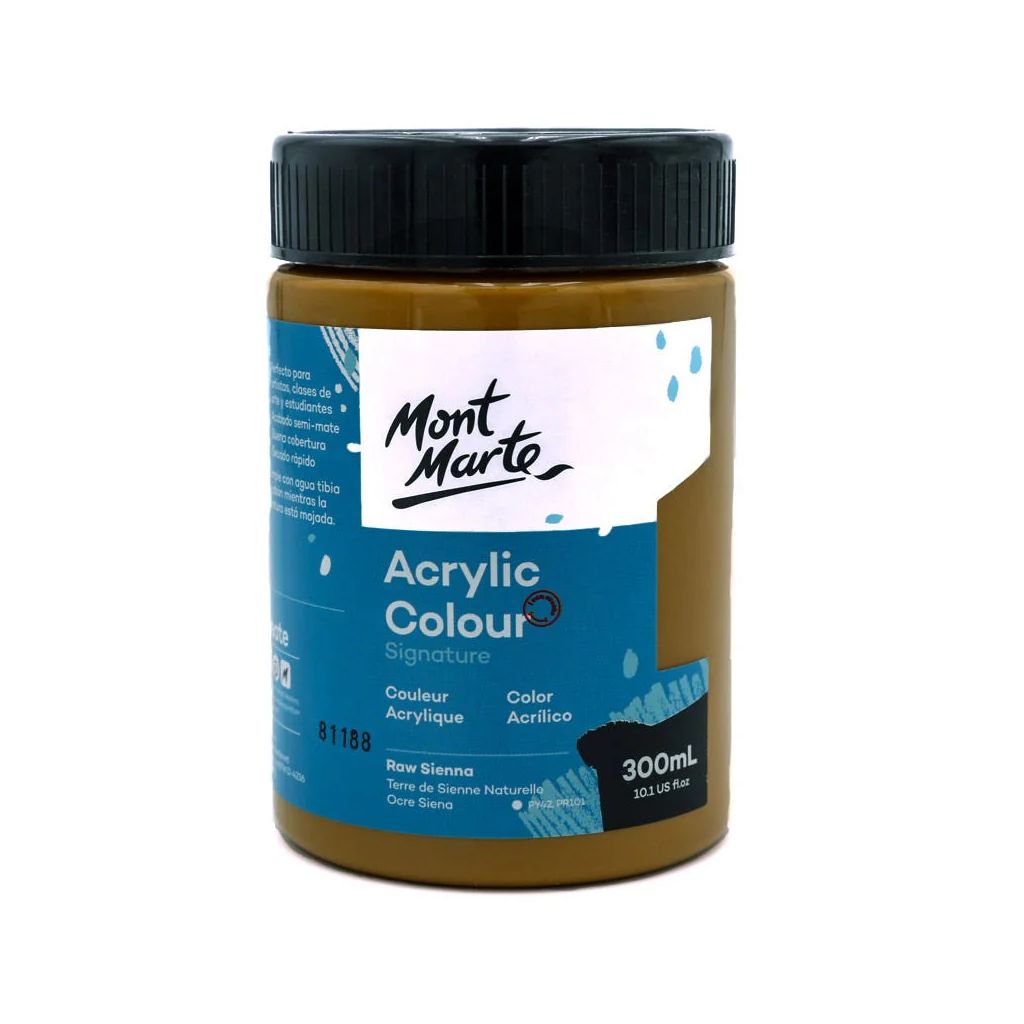 Mont Marte Signature Acrylic Paint - Jar of 300 ml (10.5 Oz) - Raw Sienna