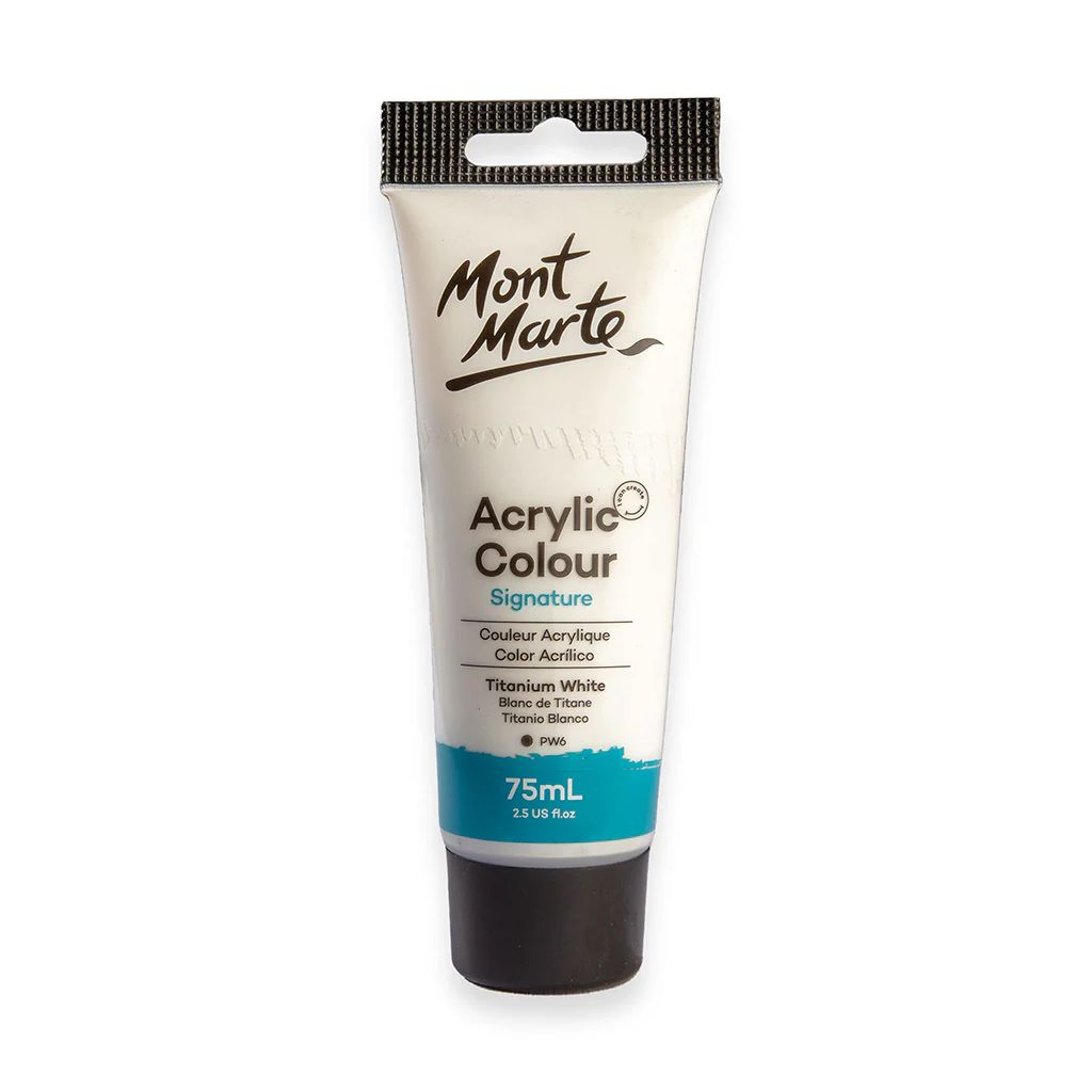 Mont Marte Signature Acrylic Paint - Tube of 75 ml (2.5 Oz) - Titanium White