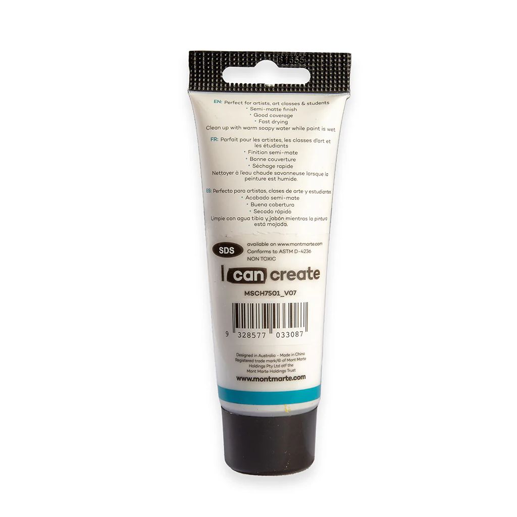 Mont Marte Signature Acrylic Paint - Tube of 75 ml (2.5 Oz) - Titanium White