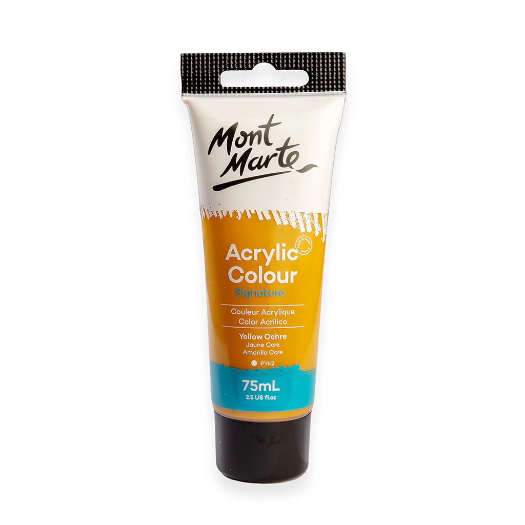 Mont Marte Signature Acrylic Paint - Tube of 75 ml (2.5 Oz) - Yellow Ochre