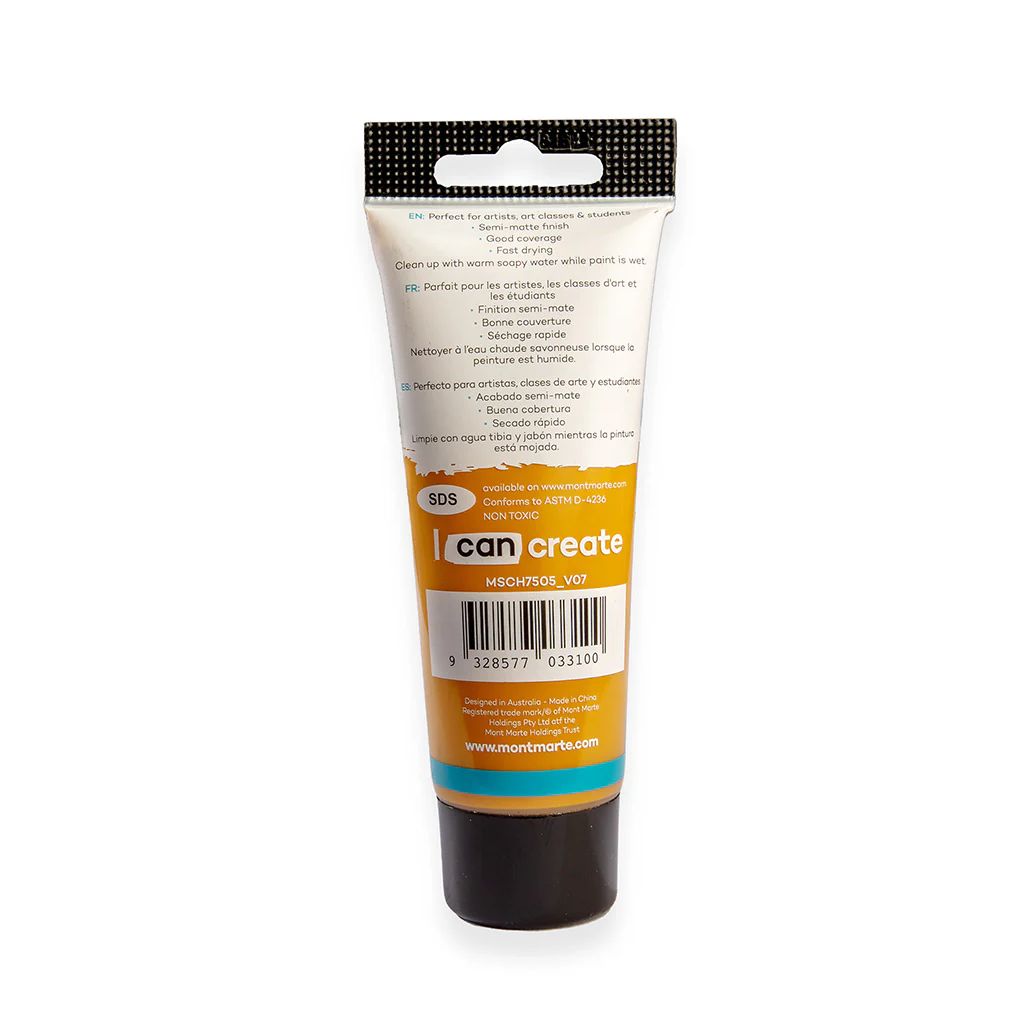 Mont Marte Signature Acrylic Paint - Tube of 75 ml (2.5 Oz) - Yellow Ochre