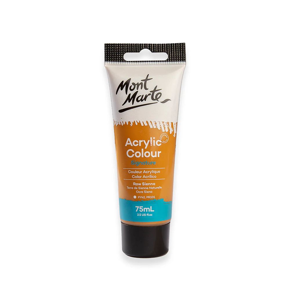 Mont Marte Signature Acrylic Paint - Tube of 75 ml (2.5 Oz) - Raw Sienna