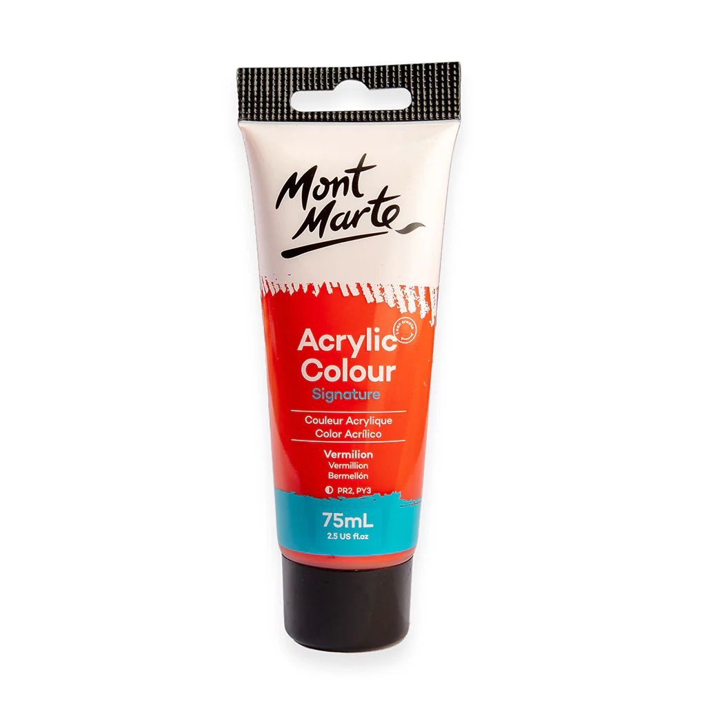 Mont Marte Signature Acrylic Paint - Tube of 75 ml (2.5 Oz) - Vermilion