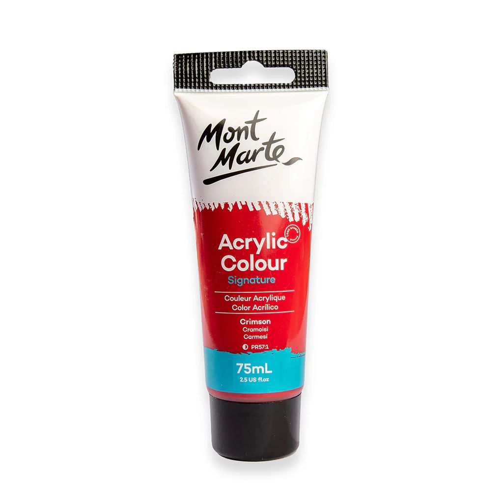 Mont Marte Signature Acrylic Paint - Tube of 75 ml (2.5 Oz) - Crimson