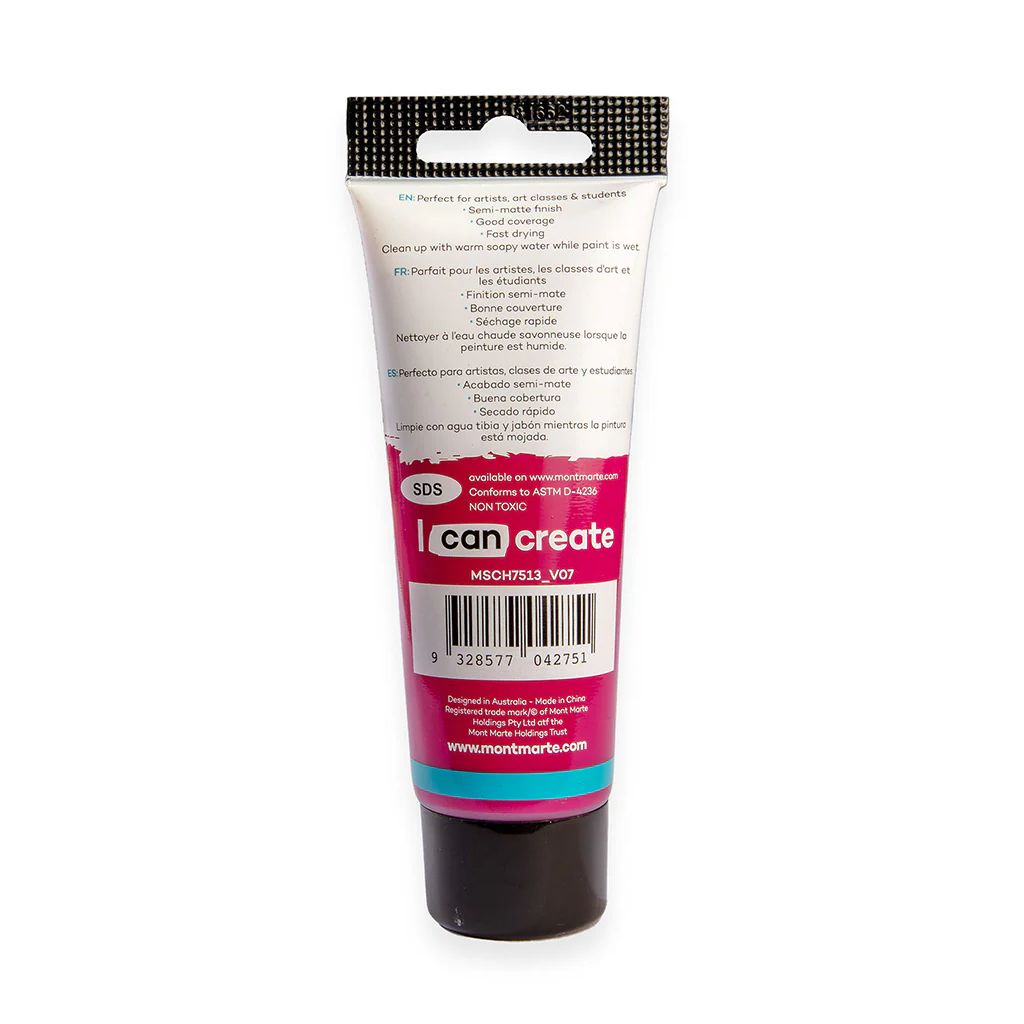 Mont Marte Signature Acrylic Paint - Tube of 75 ml (2.5 Oz) - Magenta